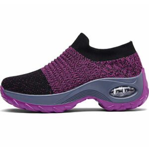 Gloryinterest Walking Shoes for Women Sock Sneakers Purple US size 4.5